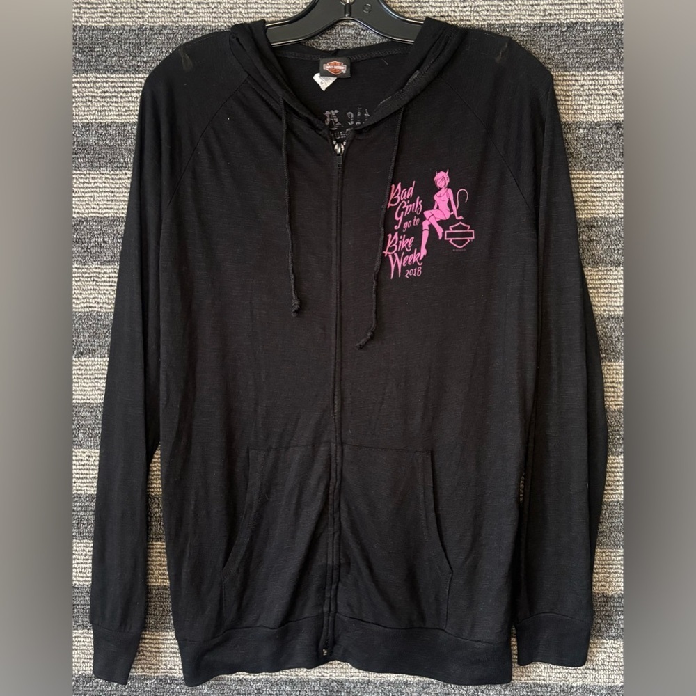 2018 Harley-Davidson Bad Girls go to Bike Week Black Light Full-Zip Hoodie M